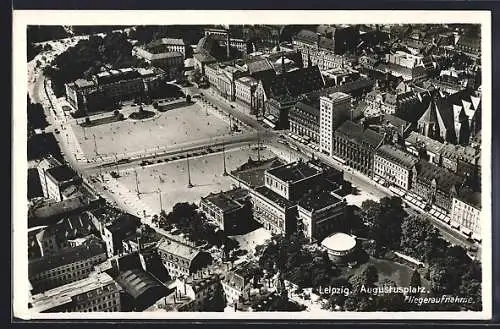 AK Leipzig, Augustusplatz vom Flugzeug aus