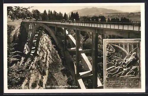 AK Echelsbach, Ammer-Hochbrücke, Vom Pferd gezogenes Auto