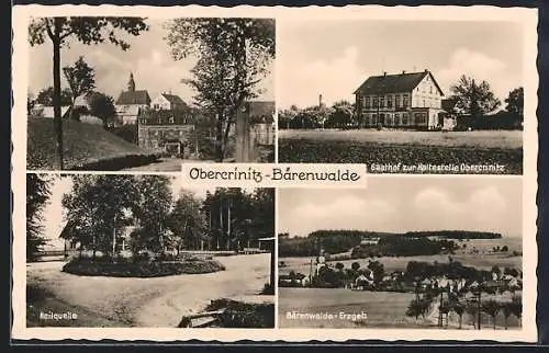 AK Obercrinitz /Rothenkirchen, Gasthof zur Haltestelle A. Fink, Ortsansicht Bärenwalde, Heilquelle