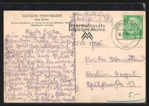 AK Bad Elster, Friedrich-Augustheim vom See aus