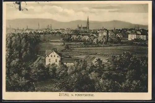 AK Zittau, Ortsansicht v. Eckertsberge
