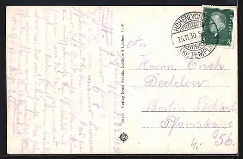 AK Lychen /U. M., Gesamtansicht mit Wasser, Panorama, Gedicht