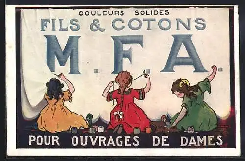 AK Fils & Cotons M. F. A. pour ouvrages de dames, Reklame