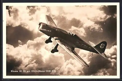 AK Militärflugzeug des Typs Klemm Kl 35 mit Hirth-Motor HM 506