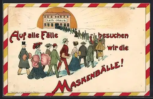 AK Lange Schlange vor dem Leih-Haus
