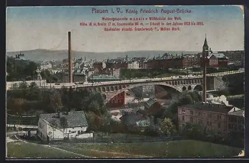 AK Plauen / Vogtland, König Friedrich August-Brücke
