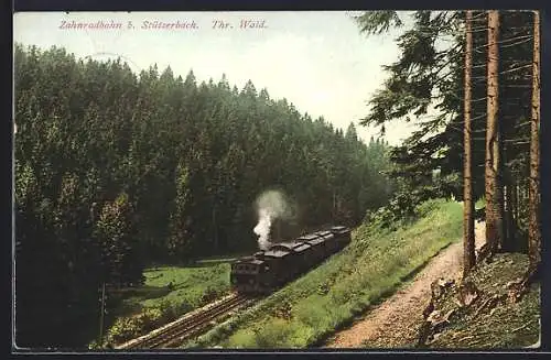 AK Stützerbach /Thr. Wald, Die Zahnradbahn im Wald