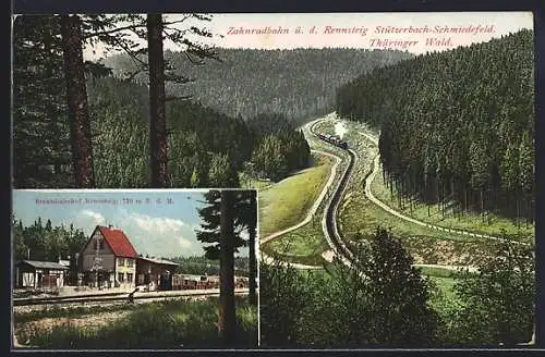 AK Stützerbach-Schmiedefeld /Thüringer Wald, Staatsbahnhof Rennsteig, Zahnradbahn