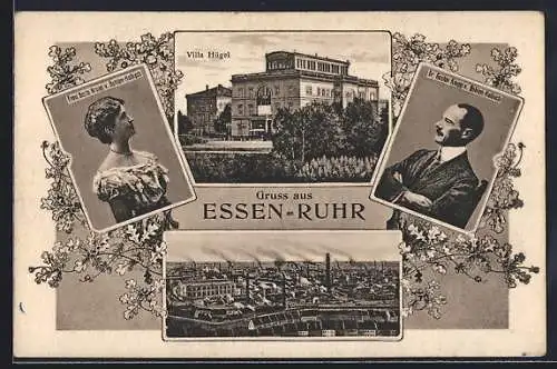 AK Essen / Ruhr, Ortsansichten und Villa Hügel, Gustav Krupp v. Bohlen-Halbach