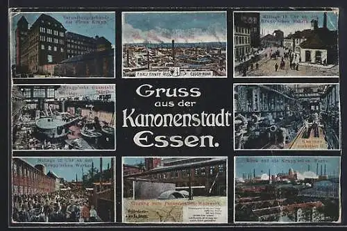 AK Essen a. d. Ruhr, Krupps Gussstahlfabrik, Blick auf die Werke, Montagefabrik, Verwaltung