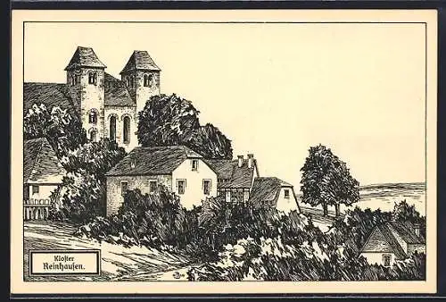 Künstler-AK Reinhausen / Göttingen, Kloster am Berg