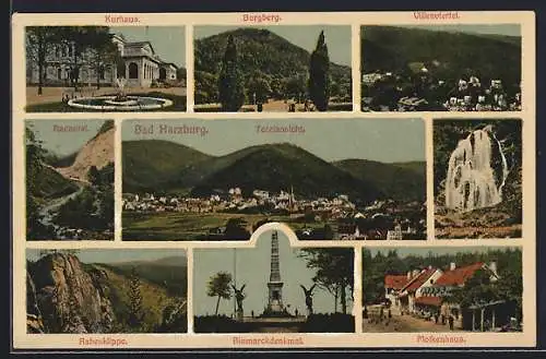 AK Bad Harzburg, Kurhaus, Burgberg, Totalansicht, Bismarckdenkmal