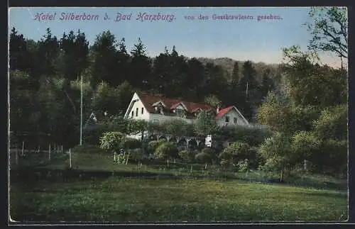 AK Bad Harzburg, Hotel Silberborn von den Gestütswiesen gesehen