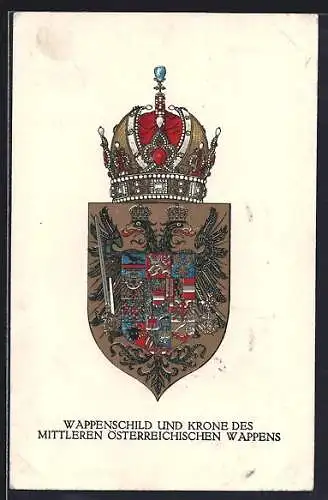 AK Wappenschild und Krone des Mittleren Wappens von Österreich, Rotes Kreuz