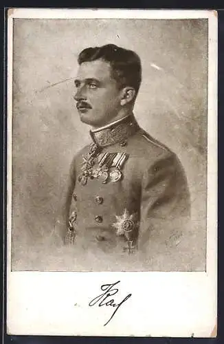 AK Rotes Kreuz Nr. 615: Porträt Kaiser Karls I. von Österreich mit Orden