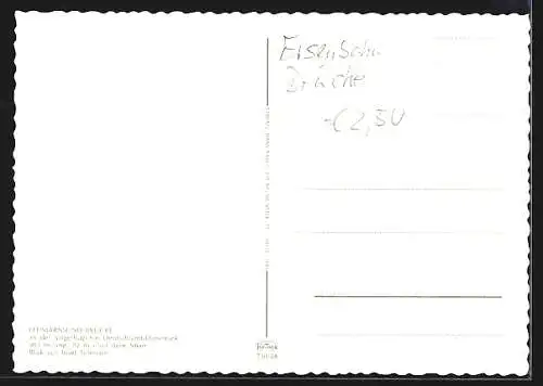 AK Fehmarn, Fehmarnsundbrücke mit Fussgängern, Autos und Zug, Blick zur Insel