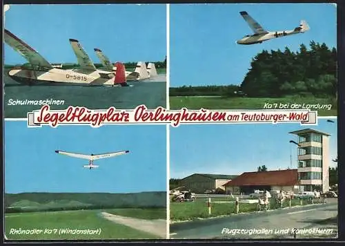AK Oerlinghausen am Teutoburger Wald, Der Segelflugplatz, Schulmaschinen, Ka7-Flieger, Flugzeughallen und Kontrollturm