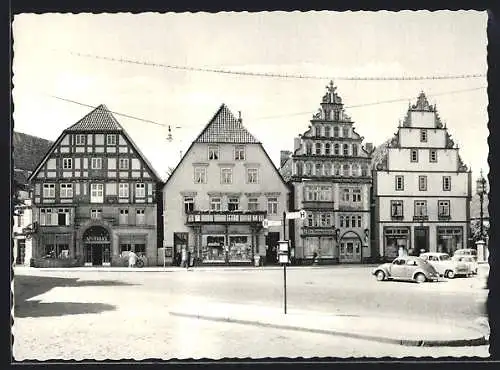 AK Bad Salzuflen, Alte Häuserreihe am Markt