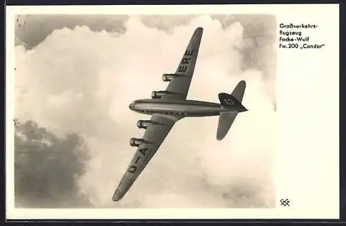 AK Grossverkehrsflugzeug Focke-Wulf Fw 200 Condor, Postkuriosum 1978!