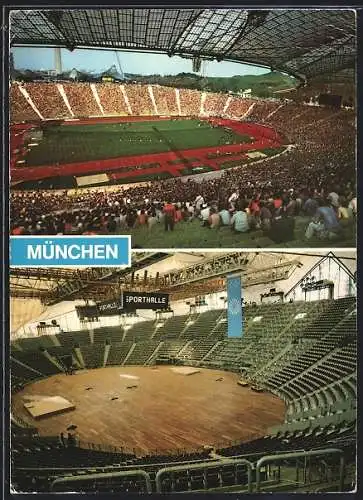 AK München, Olympiapark, Sporthalle und Olympiastadion