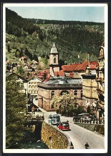 AK Wildbad /Schwarzwald, Graf Eberhardsbad mit Strasse aus der Vogelschau