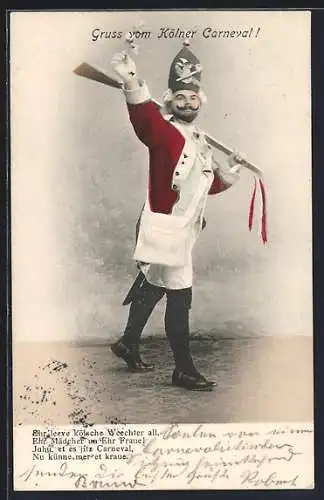 AK Mann in Uniform auf dem Kölner Carneval