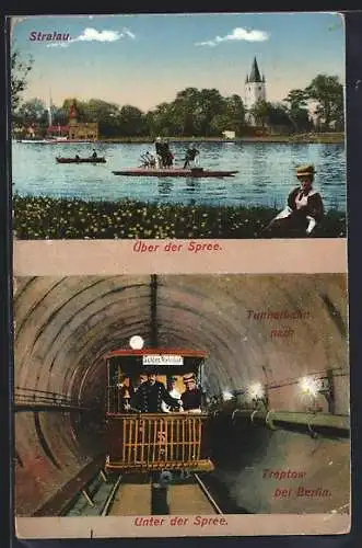 AK Berlin-Stralau, Tunnelbahn nach Treptow