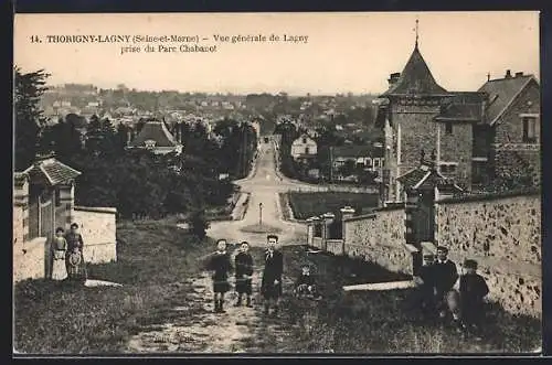 AK Thorigny-Lagny /Seine-et-Marne, Vue générale de Lagny prise du Parc Chabaud