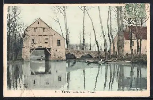 AK Torcy, Moulin de Douves et pont sur la rivière