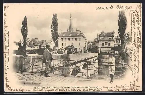 AK Melun, Pont de l`Ancien Châtelet, vue de la Courtille