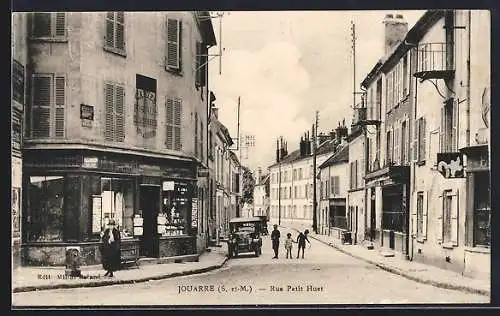 AK Jouarre /S.-et-M., Rue Petit Huet avec des enfants et une voiture ancienne