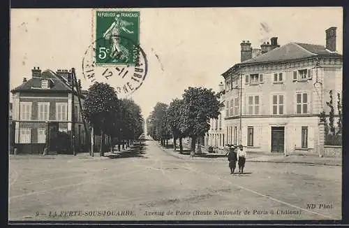 AK La Ferté-sous-Jouarre, Avenue de Paris, Route Nationale de Paris à Châlons