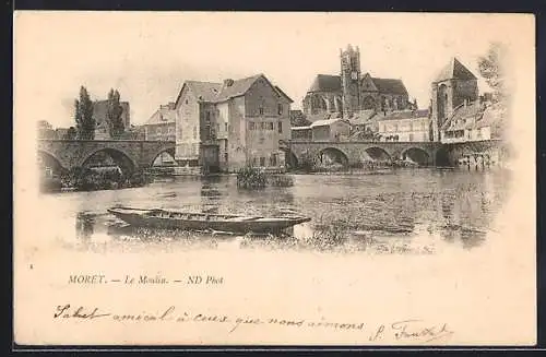 AK Moret, Le Moulin et le pont sur la rivière