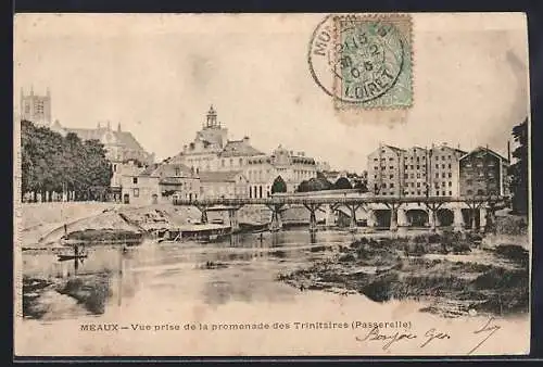 AK Meaux, Vue prise de la promenade des Trinitaires, Passerelle