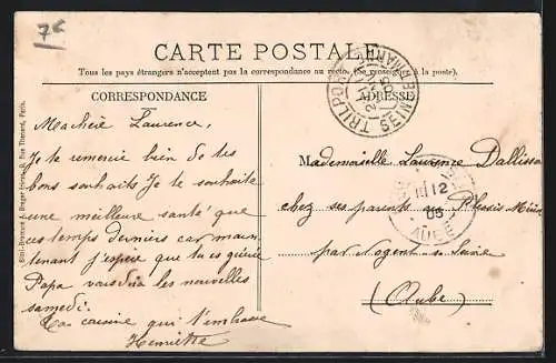 AK Trilport, Route nationale avec passants et bâtiments adjacents