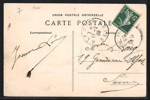 AK Nemours, Rue de Paris avec vue sur l`église et les commerces animés