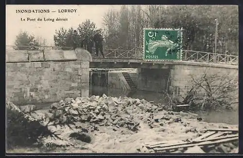 AK Lorroy, Le Pont du Loing détruit par les inondations