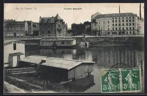 AK Meaux, Cours Raoult avec bains flottants sur la rivière