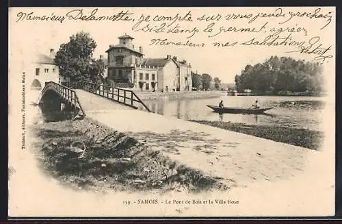 AK Samois, Le Pont de Bois et la Villa Rose