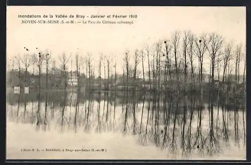 AK Noyen-sur-Seine /S.-et-M., Le Parc du Château submergé
