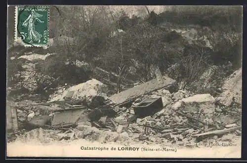 AK Lorroy /Seine-et-Marne, Catastrophe de Lorroy et débris environnants