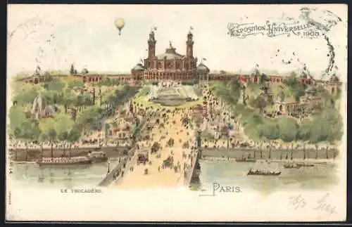 Lithographie Paris, Exposition universelle de 1900, Le Trocadéro