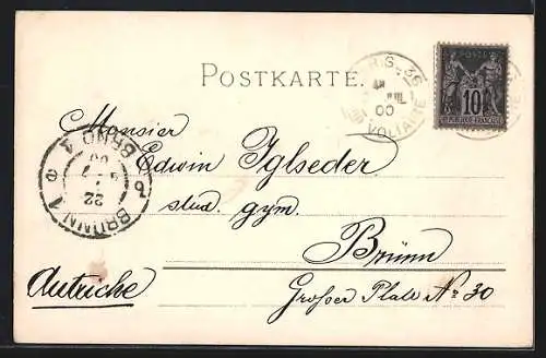 Lithographie Paris, Place de la Concorde, Pferdekutsche