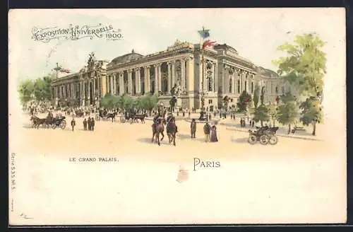 Lithographie Paris, Exposition universelle de 1900, Le Grand Palais, Ausstellungsgebäude