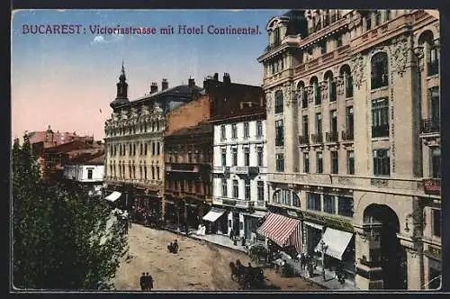 AK Bucarest, Victoriastrasse mit Hotel Continental