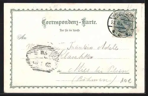 Lithographie Wien, Rudolfkaserne mit Augartenbrücke