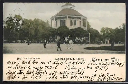 AK Wien, Lusthaus im Wiener Prater, Reiter zu Pferde