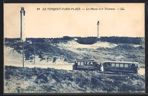 AK Le Touquet-Paris-Plage, Les Phares et le Tramway, Strassenbahn