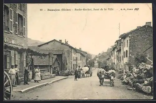 AK Beaujeu /Rhone, Roche-Gachot, haut de la Ville, Café