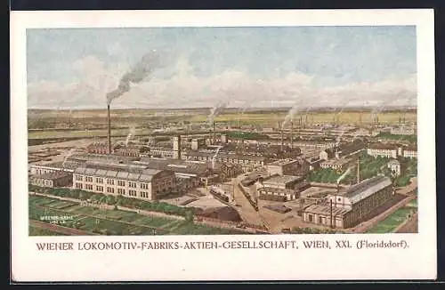 AK Floridsdorf, Blick auf die Lokomotiv-Fabrik